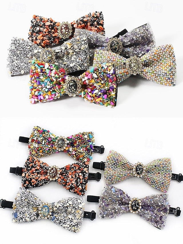 with Gemstone Strap Bow Men's Luxury Adjustable – Tie