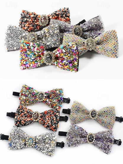 with Gemstone Strap Bow Men's Luxury Adjustable – Tie