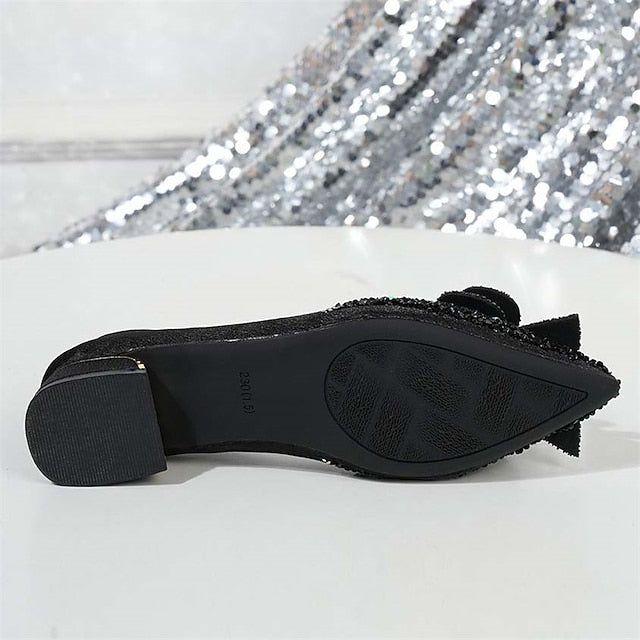 Bow Flats with Women's Rhinestone Glitter - Elegant Detail