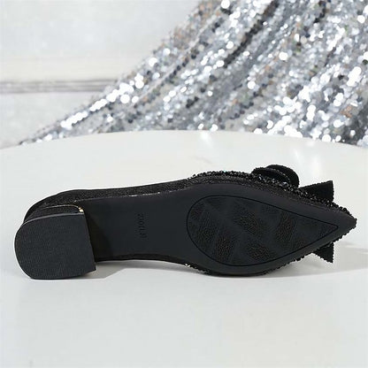 Bow Flats with Women's Rhinestone Glitter - Elegant Detail
