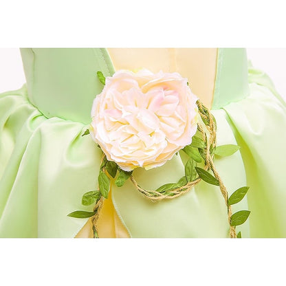 Girl Fairytale Princess Theme Dress Bell Tinker Flower Tiana
