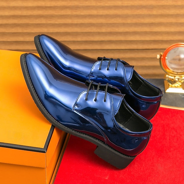 Patent Formal Green – for Men Lace-Up Shoes Leather Glossy