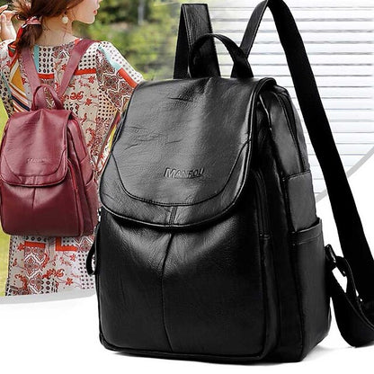 Faux Backpack Leather with Women's Burgundy Flap Closure