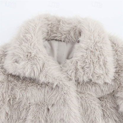 Women's Comfortable Buttons Furs Faux Warm Coat Fur