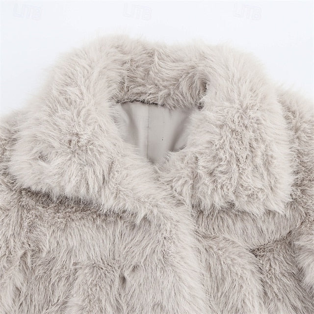 Buttons Comfortable Coat Furs Women's Warm Fur Faux