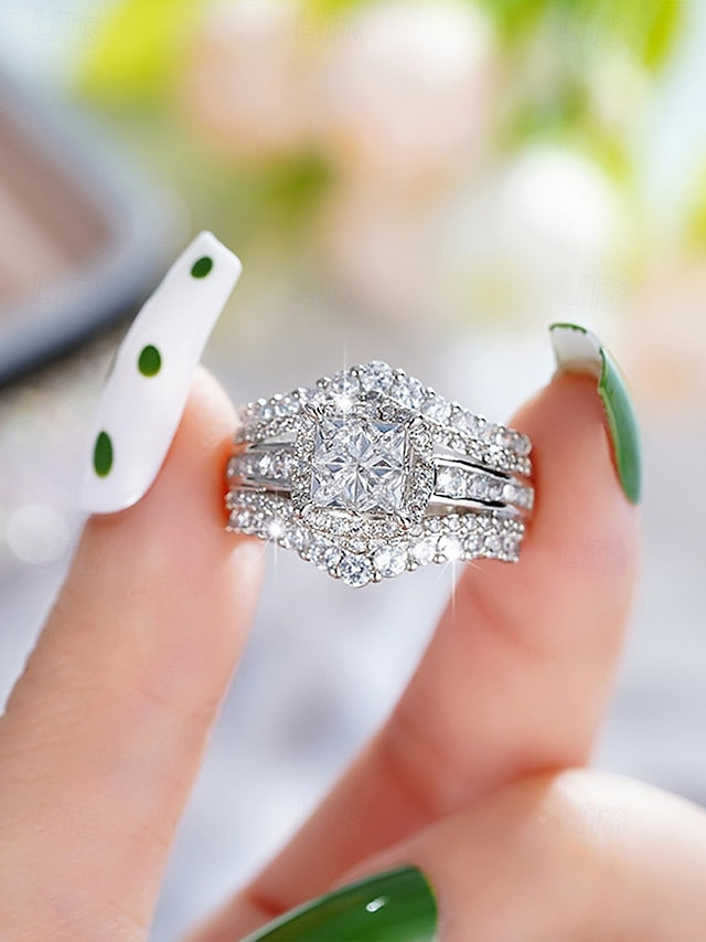 Zirconia Cubic Luxury Ring Wedding with Set