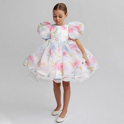 Girls' Flower Dress Solid Party Kids Girl Color