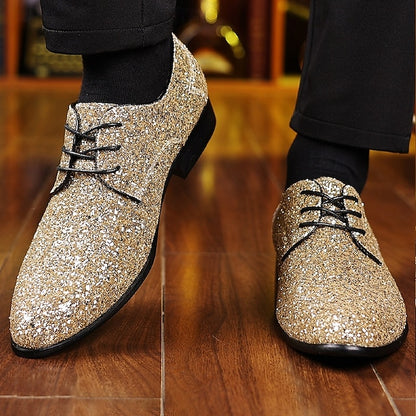 – Shoes Purple Bold Statement Lace-up Glitter Party Men's