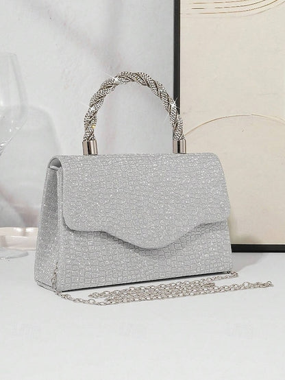 Handbag Silver Handle Rhinestone – with Women's Glitter