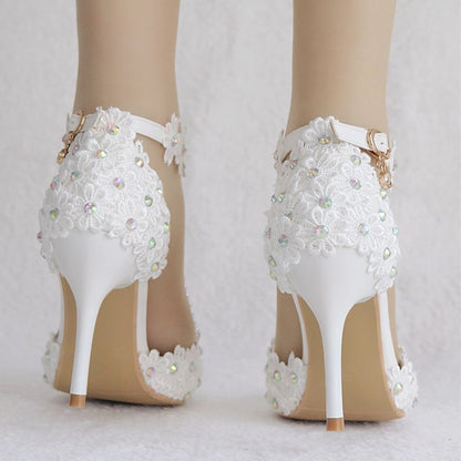 Lace Shoes Pointed Bridal High Heel Wedding Women's