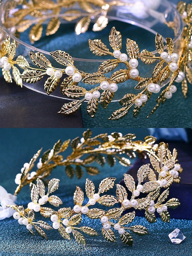 Elegant Leaf Accents Pearl Gold – Bridal Belt with