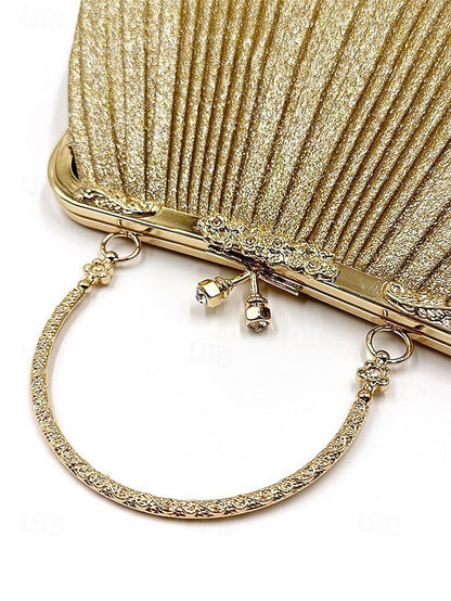 Women's Clutch with Glitter Evening Vintage Pleated Purse