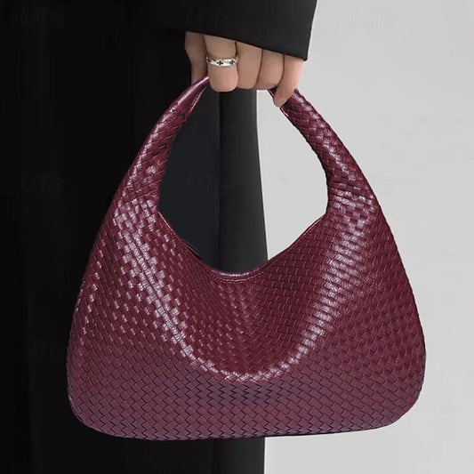 Hobo Leather Burgundy Women's Bag – Woven Faux Chic