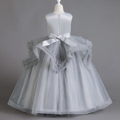 Kids Sequin Dress Party Color Girls' Solid Sleeveless