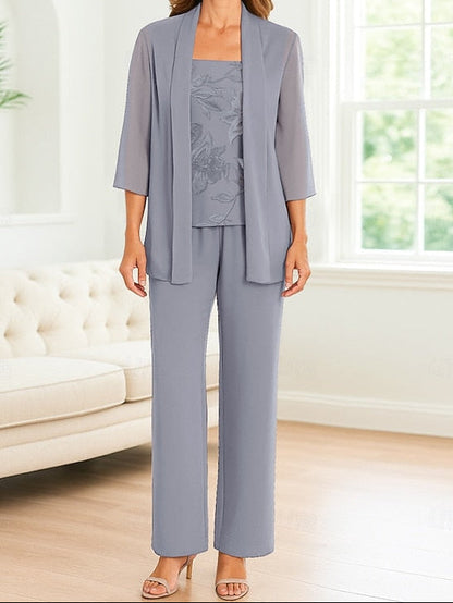 Elegant 3 Dress Bride Mother the of Pantsuit Simple Piece