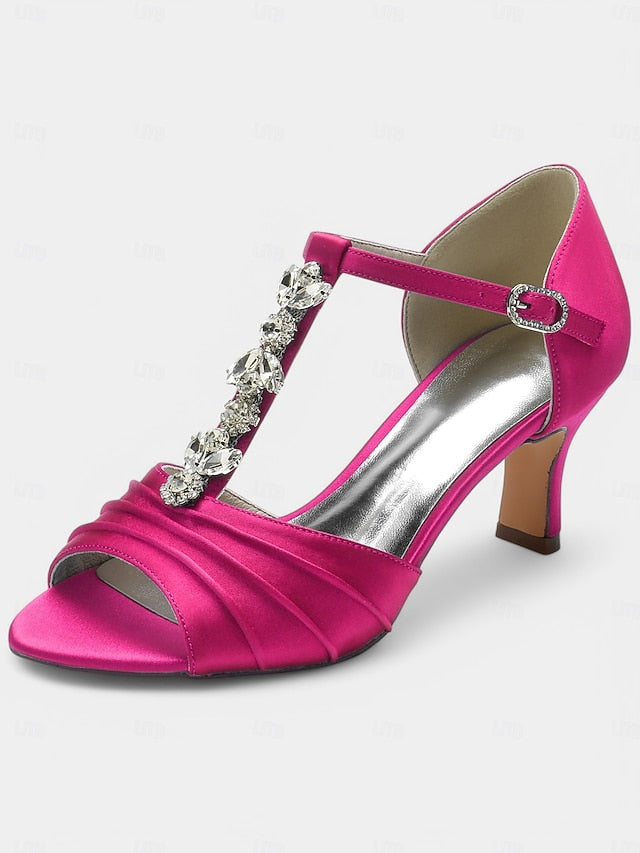 Crystal Bridal Open-Toe with Detail Heels Satin White –