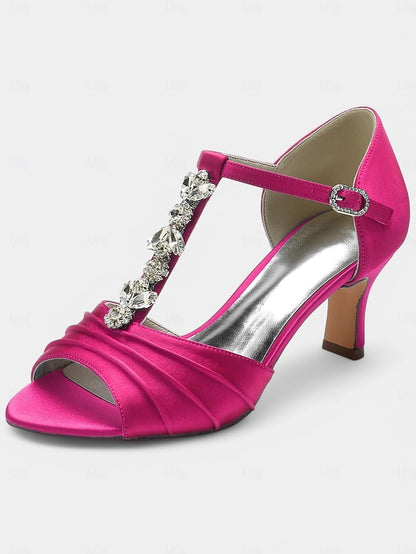 Crystal Bridal Open-Toe with Detail Heels Satin White –