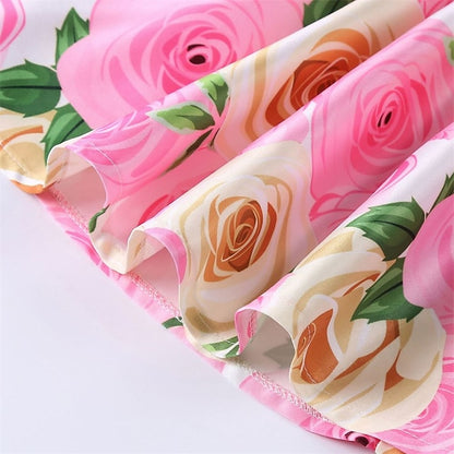 Flower Girls' Short Dress Sleeve Kids Party Floral