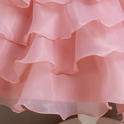 Kids Party Girls' Asymmetrical Dress Floral