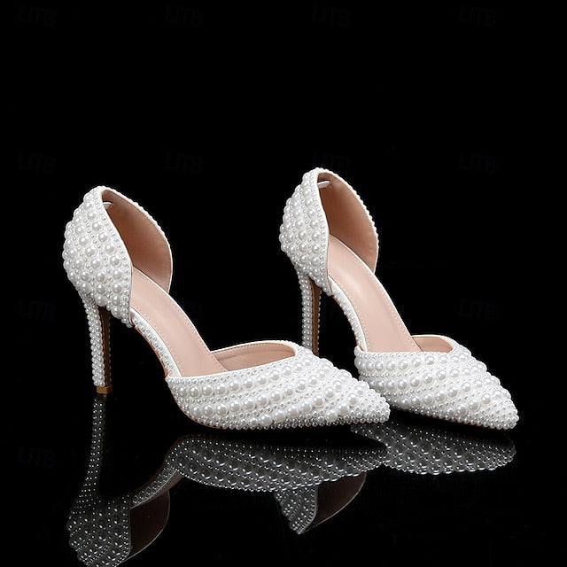 Set Women's and Stiletto – Pearl Bag White Clutch Heels