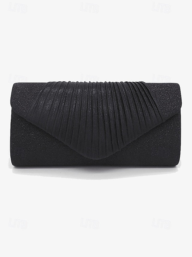 – Bag Pleated Glitter Clutch Champagne with Design Evening