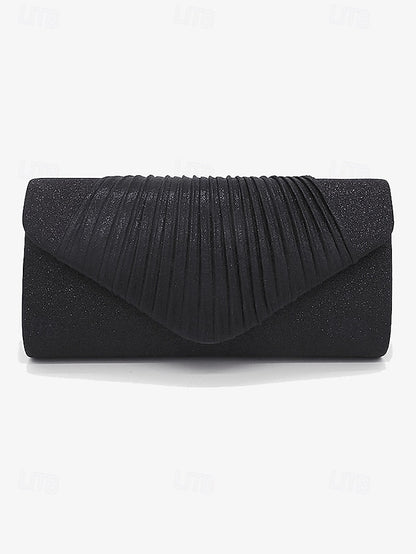 – Bag Pleated Glitter Clutch Champagne with Design Evening