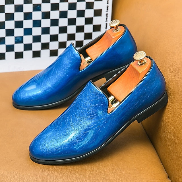 Gold Fashionable – Loafers Metallic Slip-On Men's Shiny