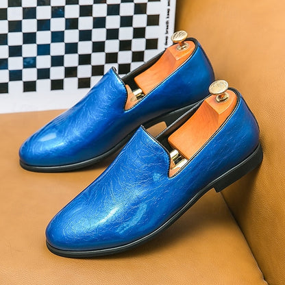 Gold Fashionable – Loafers Metallic Slip-On Men's Shiny