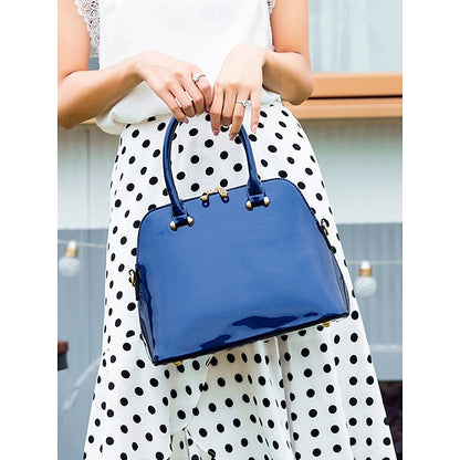 Women's Elegant Patent Shiny Tote Green Leather - Bag