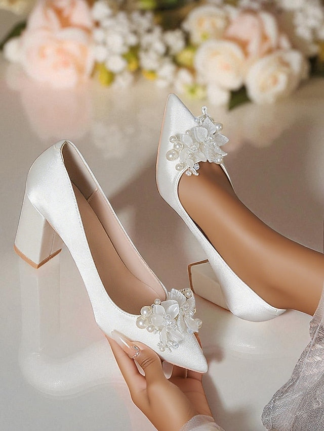 Women's Pearl White and Heels with Wedding Crystal