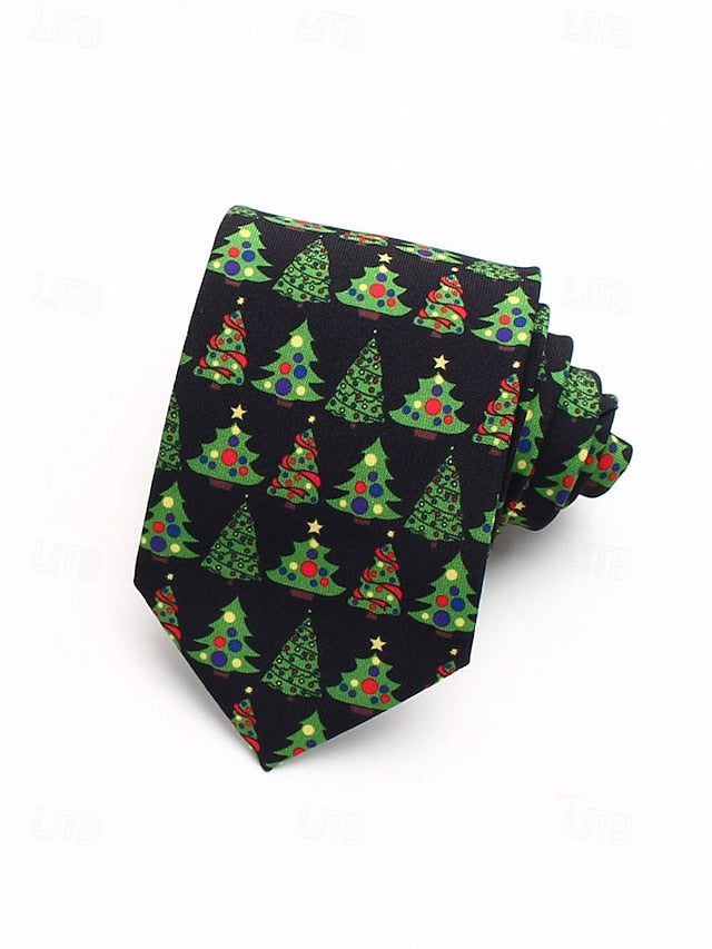 Tie Fun Christmas Men's and Polyester Silk Tree Santa –