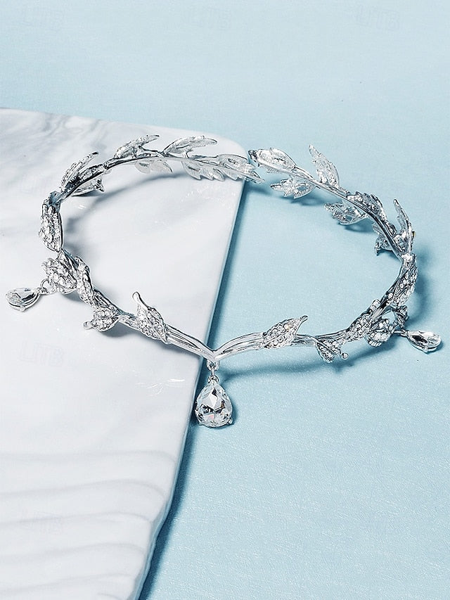 Blue with – Drops Leaf Gemstone Gold Vintage Headpiece