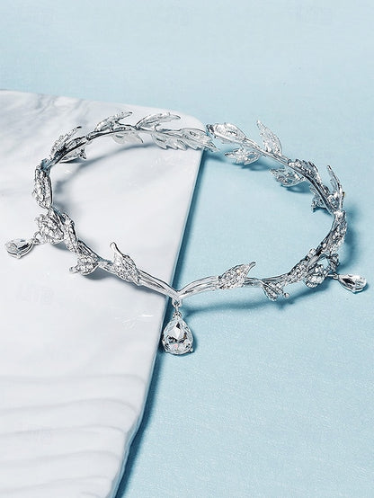 Blue with – Drops Leaf Gemstone Gold Vintage Headpiece