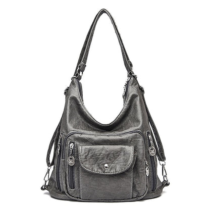 Bag - Leather Women's Faux Hobo Vintage-Style Brown