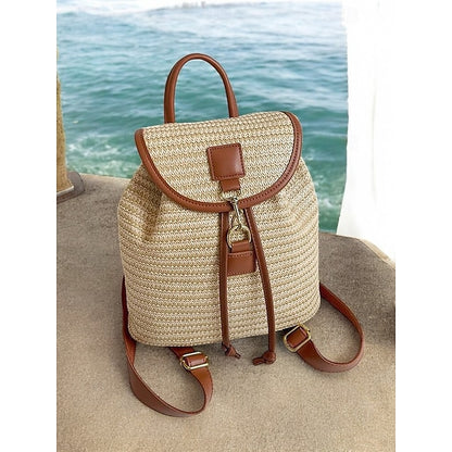 Straw Rattan Women with Bag Woven – Boho for Backpack Travel