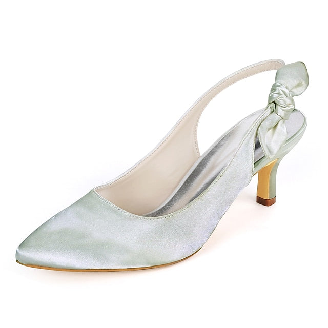 for - White Bow with Tie Heels Slingback Toe Women Pointed