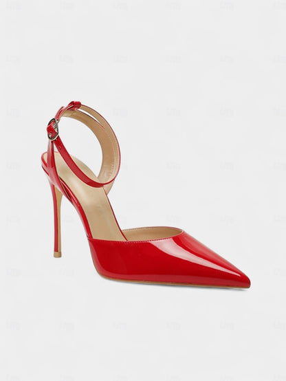 Women's Nude Patent - Slingback Heels Stiletto Leather