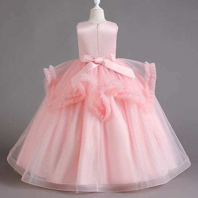 Kids Sequin Dress Party Color Girls' Solid Sleeveless