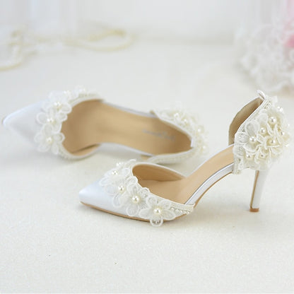 Heels Platform with Women's Floral Wedding White Lace