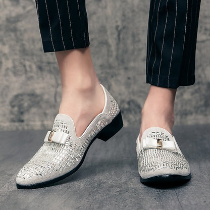 Elegant Strap Loafers Silver and Men's Prom Woven – Monk