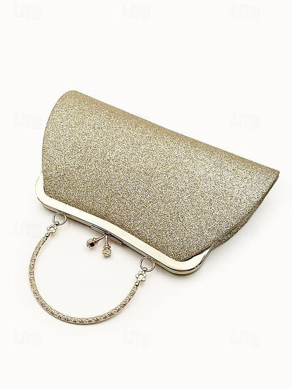 Women's Clutch with Glitter Evening Vintage Pleated Purse