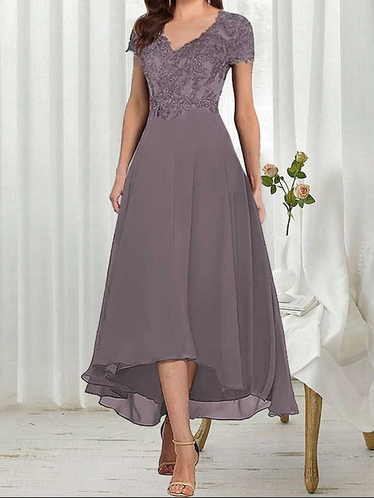 the Dress Elegant of Simple A-Line Neck Mother V Bride