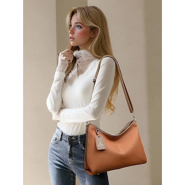 Bag Brown Hobo Leather Faux with Accents Green