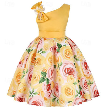 Dress 3D Girls' Sleeveless Easter Summer Party Flower