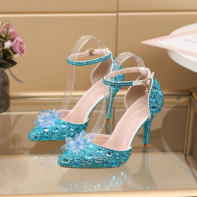 High – Rhinestone Heel Sandals Purple Elegant Women's