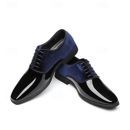 and White Shoes Blue Velvet Finish Glossy Men's with