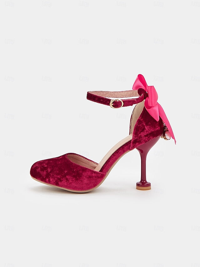 Velvet with Heels Women's Big Jane Bow Burgundy and Mary