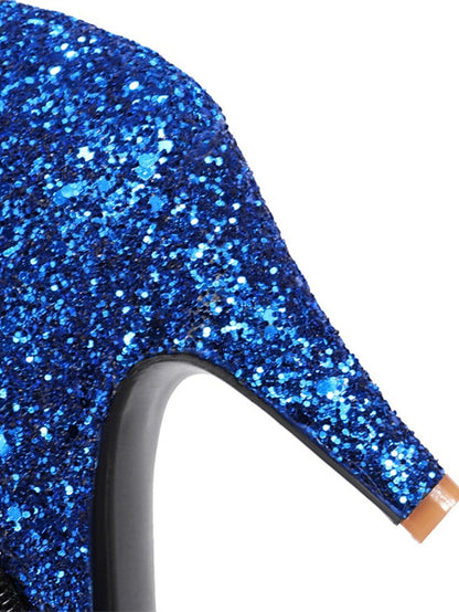 Ankle High Women's Boots Red Heel Glitter Sparkly –