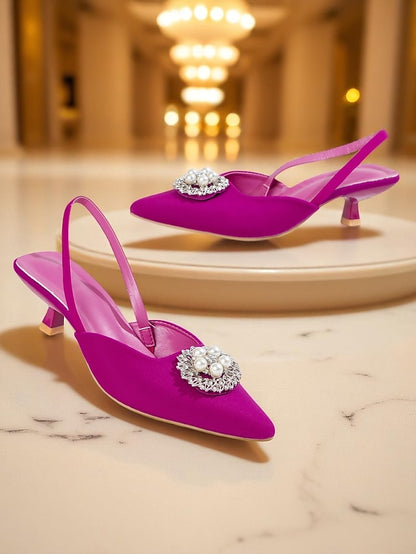 Slingback and Pumps Pearl Women's with Satin Blue