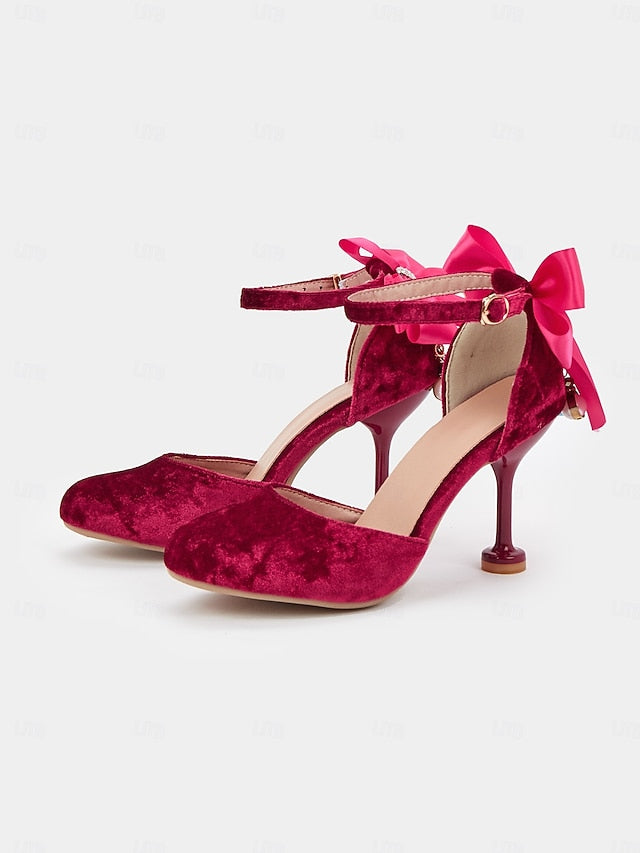Velvet with Heels Women's Big Jane Bow Burgundy and Mary